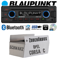 Autoradio Radio Blaupunkt Doha - Bluetooth CD MP3 USB - Einbauzubehör - Einbauset passend für Opel Corsa C schwarz - justSOUND