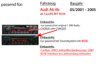 Autoradio Radio mit MEX-N7300BD | Bluetooth | DAB+ | CD/MP3/USB MultiColor iPhone - Android Auto - Einbauzubehör - Einbauset passend für Audi A6 4b ab 2001 Bose CanBus und Lenradfernbedienung