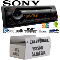 Autoradio Radio mit MEX-N7300BD | Bluetooth | DAB+ | CD/MP3/USB MultiColor iPhone - Android Auto - Einbauzubehör - Einbauset passend für Nissan Almera bis 2006