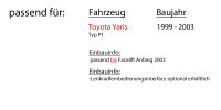Toyota Yaris P1 1999-2003 - Autoradio Radio mit...