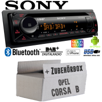 Autoradio Radio mit MEX-N7300BD | Bluetooth | DAB+ | CD/MP3/USB MultiColor iPhone - Android Auto - Einbauzubehör - Einbauset passend für Opel Corsa B