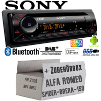 Autoradio Radio mit MEX-N7300BD | Bluetooth | DAB+ | CD/MP3/USB MultiColor iPhone - Android Auto - Einbauzubehör - Einbauset passend für Alfa Romeo 159 Spider Brera Bose