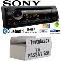 Autoradio Radio mit MEX-N7300BD | Bluetooth | DAB+ | CD/MP3/USB MultiColor iPhone - Android Auto - Einbauzubehör - Einbauset passend für VW Passat 3A + 35i
