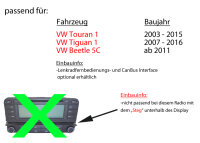 Autoradio Radio mit MEX-N7300BD | Bluetooth | DAB+ | CD/MP3/USB MultiColor iPhone - Android Auto - Einbauzubehör - Einbauset passend für VW Touran -inkl. Lenkradfernbedienungsadapter und CanBus Adapter