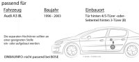 Lautsprecher Boxen JBL 16,5cm System Auto Einbausatz - Einbauset passend für Audi A3 8L Heck - justSOUND
