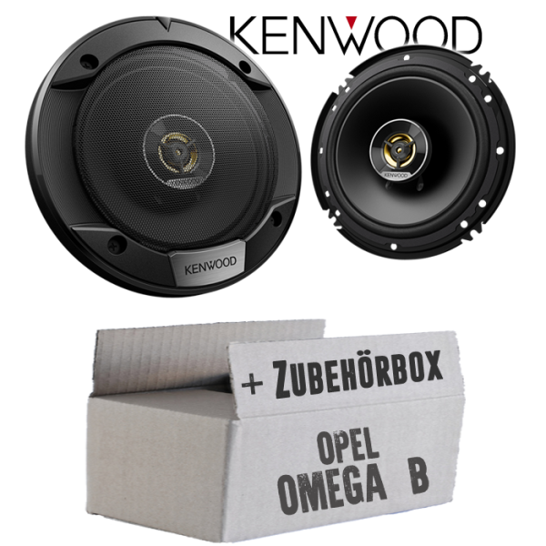 Lautsprecher Boxen Kenwood KFC-S1676EX - 16,5cm 2-Wege Koax Auto Einbauzubehör - Einbauset passend für Opel Omega B - justSOUND