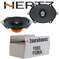 Hertz DCX 570.3 - 14cm x 22cm (5x7 Zoll) Oval Koax Lautsprecher - Einbauset passend für Ford Puma Heck oval - justSOUND