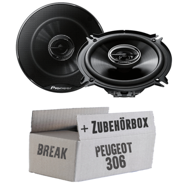 Pioneer TS-G1320F - 13cm 2-Wege Koax Lautsprecher - Einbauset passend für Peugeot 306 Break Heck - justSOUND