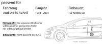 Lautsprecher Boxen JBL 16,5cm System Auto Einbausatz - Einbauset passend für Audi A4 B5 Avant Heck - justSOUND