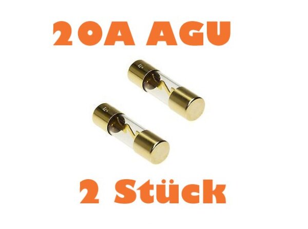 20A AGU/SG Glasrohr Sicherung 2er Pack