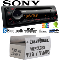 Autoradio Radio mit MEX-N7300BD | Bluetooth | DAB+ | CD/MP3/USB MultiColor iPhone - Android Auto - Einbauzubehör - Einbauset passend für Mercedes Vito / Viano 639