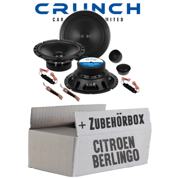 Lautsprecher Boxen Crunch GTS6.2C - 16,5cm 2-Wege System GTS 6.2C Auto Einbauzubehör - Einbauset passend für Citroen Berlingo 1 - justSOUND