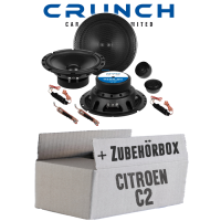 Lautsprecher Boxen Crunch GTS6.2C - 16,5cm 2-Wege System GTS 6.2C Auto Einbauzubehör - Einbauset passend für Citroen C2 - justSOUND