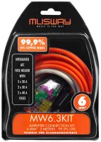 Musway MW6.3KIT -  3m Kabelkit VOLLKUPFER 6mm² mit Sicherung inkl. je 5m Cinchkabel Lautsprecherkabel