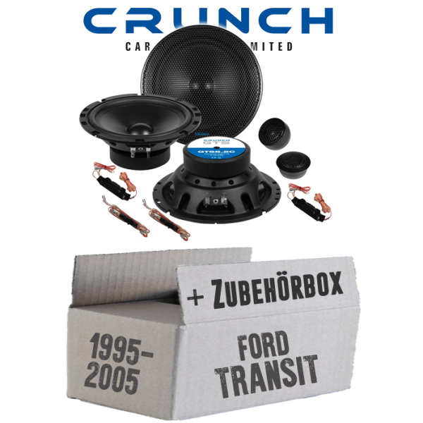 Lautsprecher Boxen Crunch GTS6.2C - 16,5cm 2-Wege System GTS 6.2C Auto Einbauzubehör - Einbauset passend für Ford Transit Front Heck - justSOUND