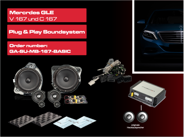 Gladen GA-SU-MB-167-Basic | SoundUp Paket für den Mercedes GLE (Baureihe: V167 und C 167)