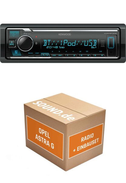 Autoradio Einbaupaket mit Kenwood KMM-BT309 für Opel Astra G mit Lenkradfernbedienung Bluetooth Telefonieren Audiostreaming