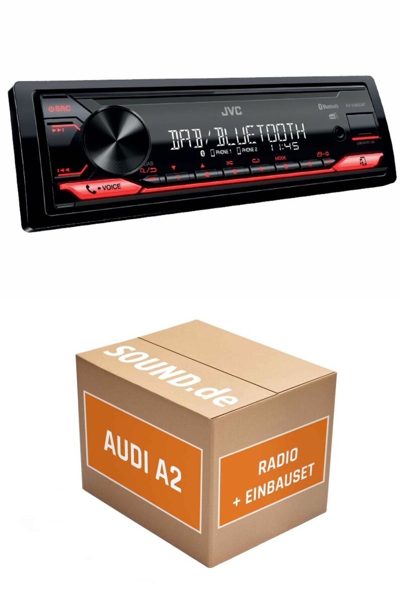 Autoradio Einbaupaket mit JVC KD-X282DBT passend für Audi A2 8Z