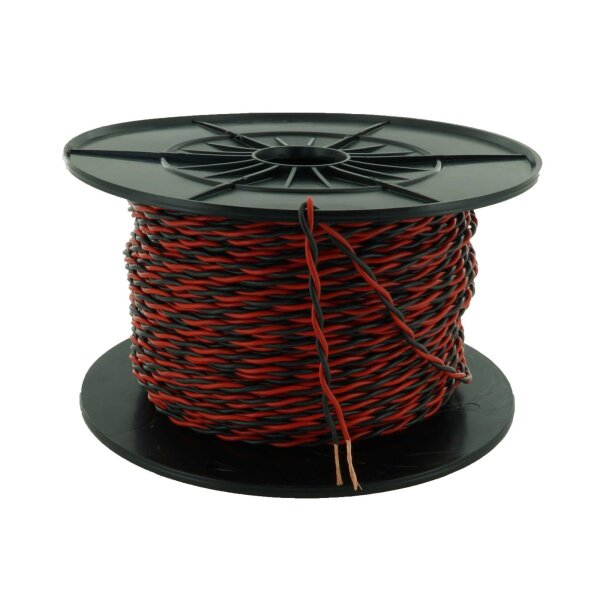 1.5 mm²  rot/schwarz Verdrillte Lautsprecherkabel verschiedene Farben und Querschnitte von 0,5mm² bis 2,5mm² - OFC Kupfer
