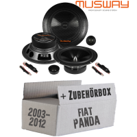 Lautsprecher Boxen Musway ME6.2C - 16,5cm System Auto Einbauzubehör - Einbauset passend für Fiat Panda 169 Heck - justSOUND