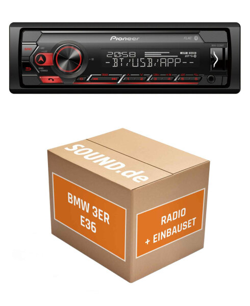 Autoradio Einbaupaket mit Pioneer MVH-S320BT passend für 3er BMW E36 mit Bose System | Bluetooth Telefonieren Audiostreaming