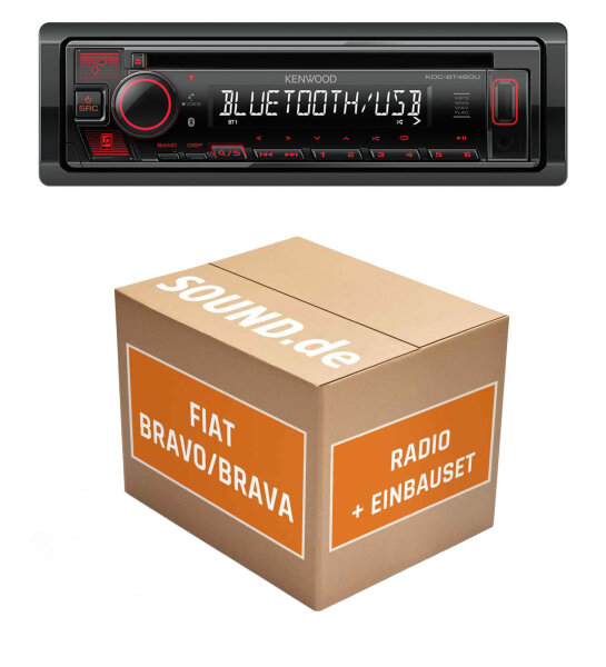 Autoradio Einbaupaket mit Kenwood KDC-BT460U passend für Fiat Brava | Bluetooth Telefonieren Audiostreaming