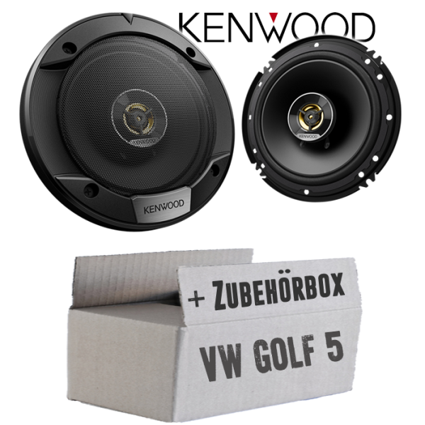 Lautsprecher Boxen Kenwood KFC-S1676EX - 16,5cm 2-Wege Koax Auto Einbauzubehör - Einbauset passend für VW Golf 5 - justSOUND