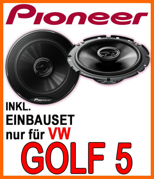 Heck - Lautsprecher - Pioneer TS-G1720F - 16,5cm 2-Wege 300 Watt Koax Einbauset passend für VW Golf 5 - justSOUND