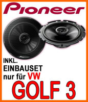 Lautsprecher - Pioneer TS-G1720F - 16,5cm 2-Wege Koax - 16,5cm Einbauset passend für VW Golf 3 - justSOUND