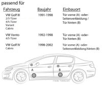 VW Golf 3 - Lautsprecher Boxen Crunch GTS62 - 16,5cm 2-Wege Koax GTS 62 Auto Einbauzubehör - Einbauset