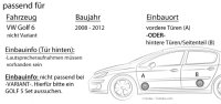 VW Golf 6 - Lautsprecher Boxen Crunch GTS62 - 16,5cm 2-Wege Koax GTS 62 Auto Einbauzubehör - Einbauset