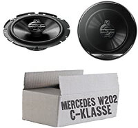 lasse W202 Front - Lautsprecher Boxen Pioneer TS-G1730F - 16,5cm 3-Wege Koax Paar PKW 300WATT Koaxiallautsprecher Auto Einbausatz - Einbauset passend für Mercedes C-Klasse JUST SOUND best choice for caraudio