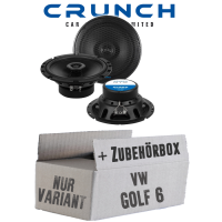 Lautsprecher Boxen Crunch GTS62 - 16,5cm 2-Wege Koax GTS 62 Auto Einbauzubehör - Einbauset passend für VW Golf 6 Variant Heck - justSOUND