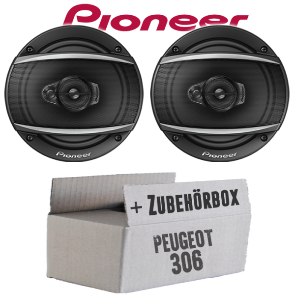 Lautsprecher Boxen Pioneer TS-A1670F - 16 cm 3-Weg Koaxiallautsprecher  Auto Einbausatz - Einbauset passend für Peugeot 306 Front - justSOUND