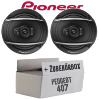 Lautsprecher Boxen Pioneer TS-A1670F - 16 cm 3-Weg Koaxiallautsprecher  Auto Einbausatz - Einbauset passend für Peugeot 407 - justSOUND