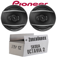 Lautsprecher Boxen Pioneer TS-A1670F - 16 cm 3-Weg Koaxiallautsprecher  Auto Einbausatz - Einbauset passend für Skoda Octavia 2 1Z Heck - justSOUND