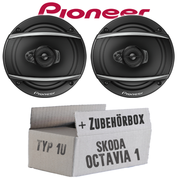 Lautsprecher Boxen Pioneer TS-A1670F - 16 cm 3-Weg Koaxiallautsprecher  Auto Einbausatz - Einbauset passend für Skoda Octavia 1 1U Front - justSOUND