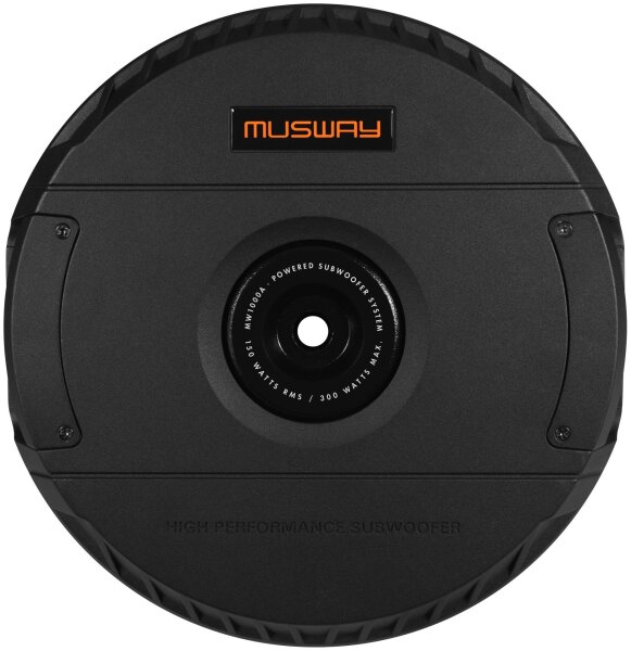 Musway MW1000A - 28 cm (11”) Aktiv-Reserverad Subwoofer auch für Notrad | 300 Watt mit Fernbedienung