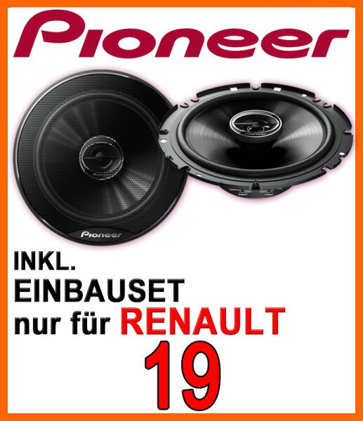 Pioneer TS-G1720F - 16,5cm 2-Wege Koaxe Lautsprecher Einbauset passend für Renault R19 - justSOUND