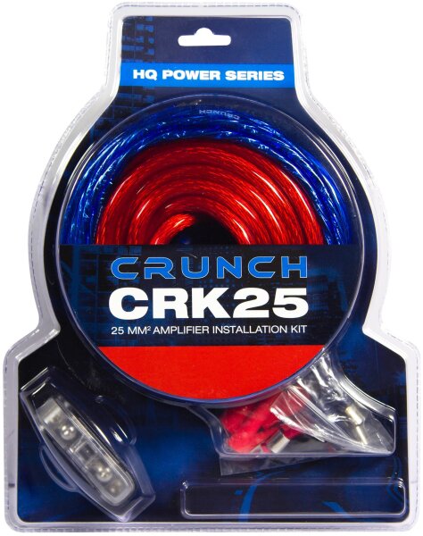 Crunch CRK25 | 25mm² Verstärker-Anschluss-Set - Kabelset 5m mit Cinchkabel