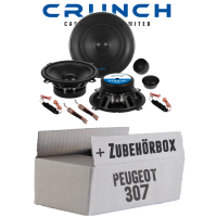 Lautsprecher Boxen Crunch GTS5.2C - 13cm 2-Wege System GTS 5.2C Auto Einbauzubehör - Einbauset passend für Peugeot 307 - justSOUND