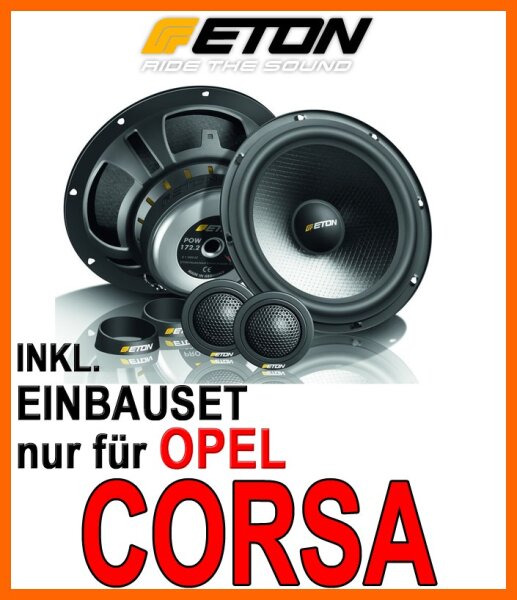 Eton POW 172.2 Compression - 16,5cm 2-Wege System - Einbauset passend für Opel Corsa B, C, D - justSOUND