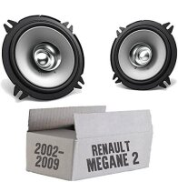 Lautsprecher Boxen Kenwood KFC-S1356 - 13cm Koax Auto Einbauzubehör - Einbauset passend für Renault Megane 2 - justSOUND