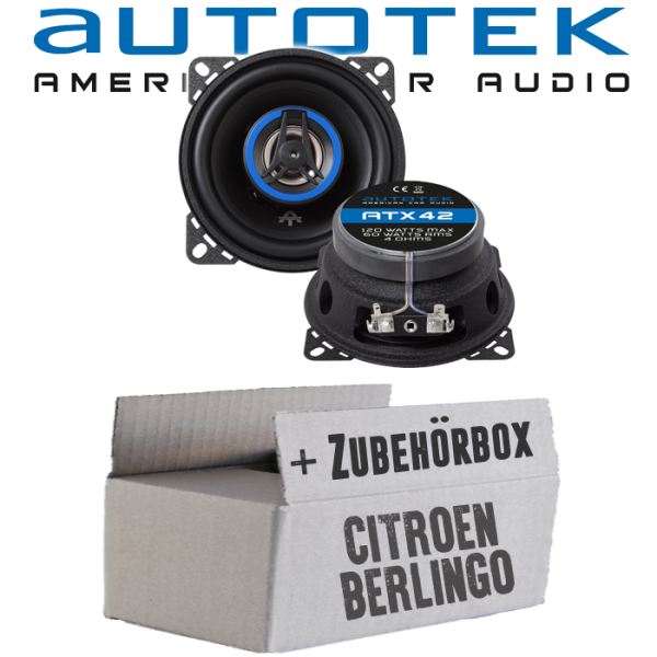 Lautsprecher Boxen Autotek ATX-42 | 2-Wege 10cm Koax Lautsprecher 100mm Auto Einbauzubehör - Einbauset passend für Citroen Berlingo 1 - justSOUND