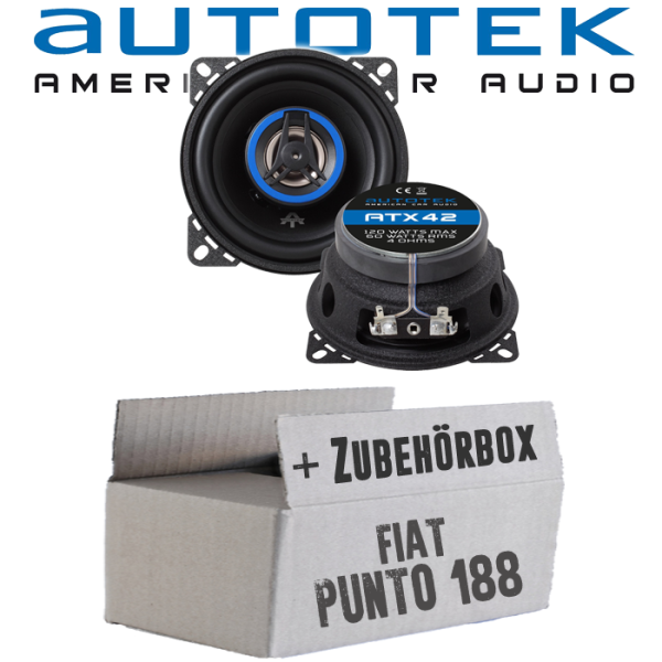 Lautsprecher Boxen Autotek ATX-42 | 2-Wege 10cm Koax Lautsprecher 100mm Auto Einbauzubehör - Einbauset passend für Fiat Punto 2 188 Heck - justSOUND