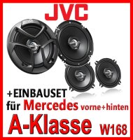 16,5cm + 13cm JVC Lautsprecher Komplettset für vorne und hinten - Einbauset passend für Mercedes A-Klasse JUST SOUND best choice for caraudio