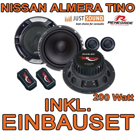 Lautsprecher - Renegade RX 6.2c - 16,5cm Einbauset passend für Nissan Almera + Tino - justSOUND