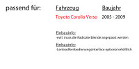 Toyota Corolla Verso silber - Autoradio Radio mit...
