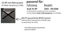 Audi A3 8P 2-DIN AKTIV - Autoradio Radio mit XAV-AX1005DB - 2DIN Bluetooth | DAB+ | Apple CarPlay  | USB - Einbauzubehör - Einbauset