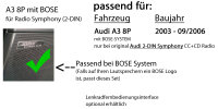 Audi A3 8P 2-DIN BOSE - Autoradio Radio mit XAV-AX1005DB - 2DIN Bluetooth | DAB+ | Apple CarPlay  | USB - Einbauzubehör - Einbauset
